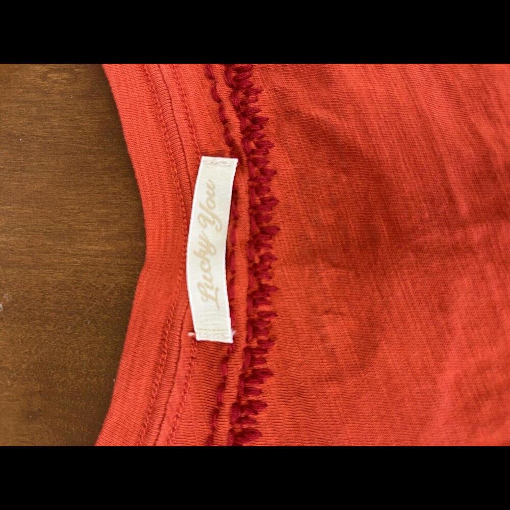 NWT New Lucky Brand Embroidered Red Tee XL - Picture 5 of 5
